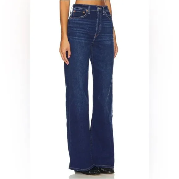 NWT RE/DONE 70s Ultra High Rise Wide Leg Jeans inMonterey Fade dark wash